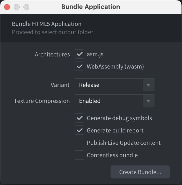 Create HTML5 bundle