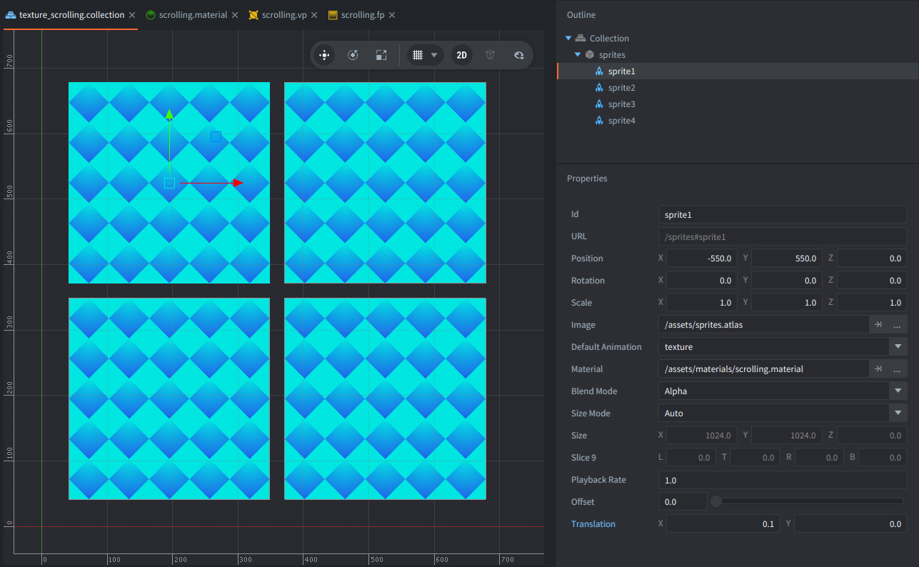 Texture scrolling example