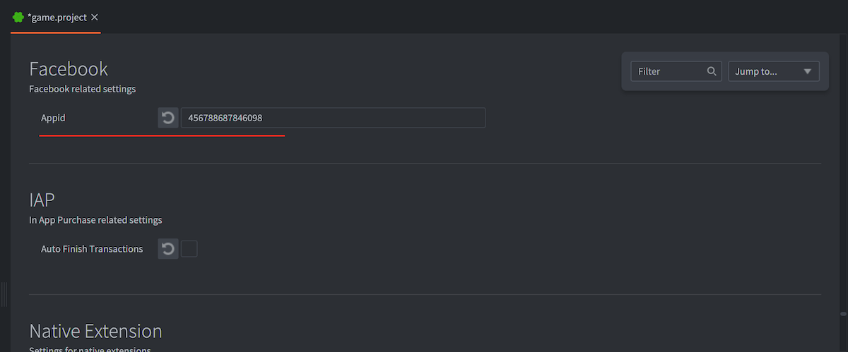 game.project settings
