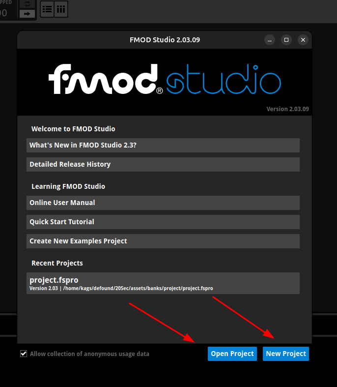 New FMOD Studio project