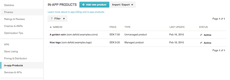 Google Play Products