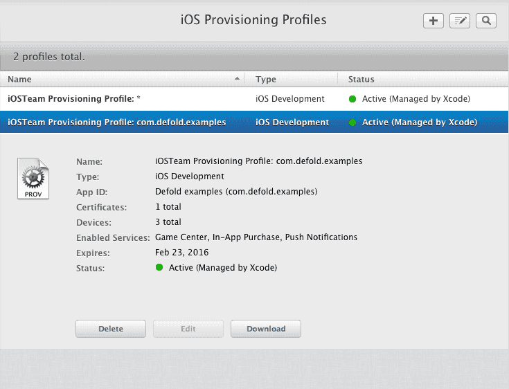 Provisioning profile