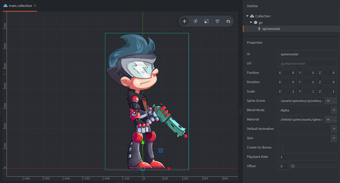 Spine model in editor