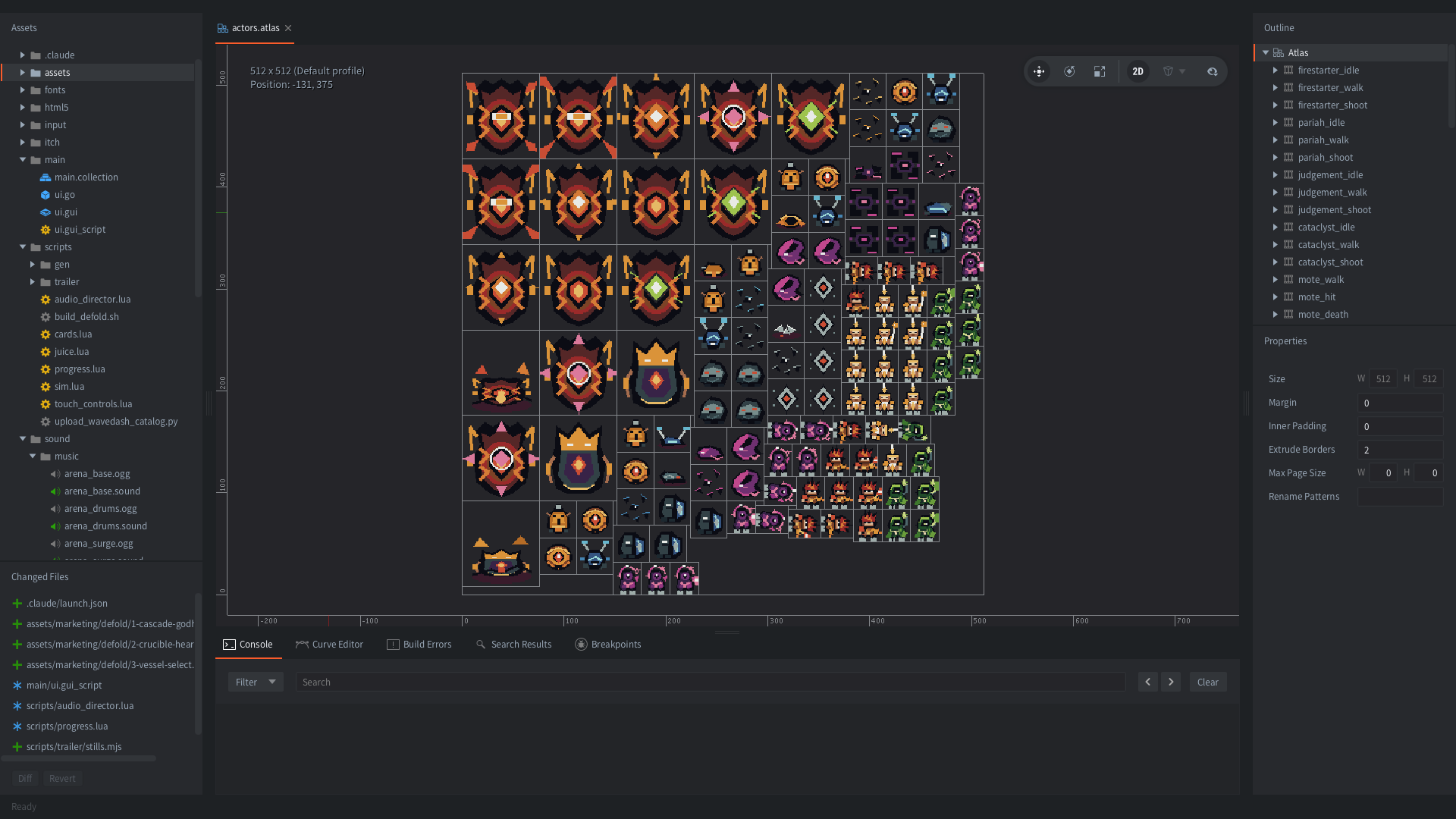 Death Cascade in Defold editor