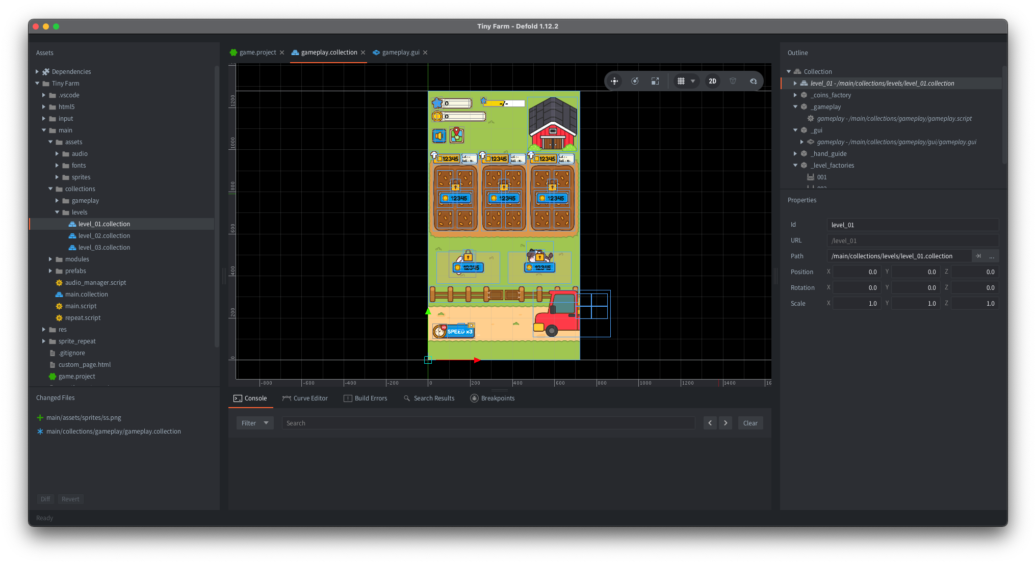 Tiny Farm in the Defold Editor