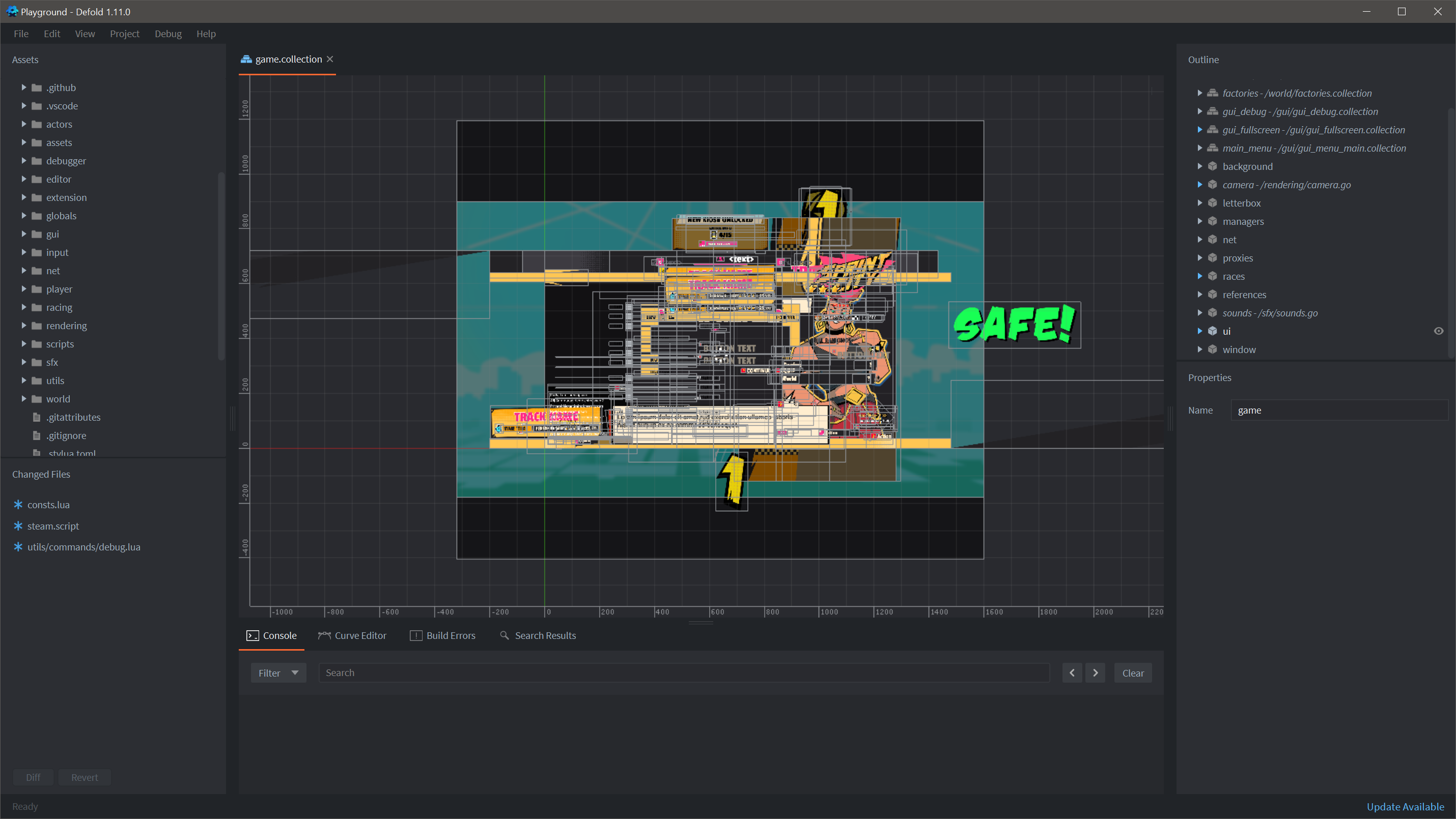 Sprint City Defold Editor