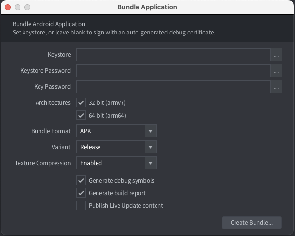 签名 Android 捆绑包