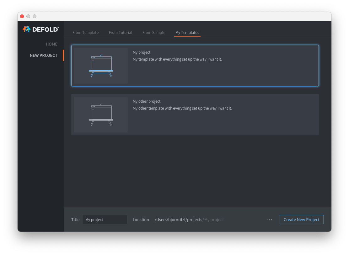 custom project templates