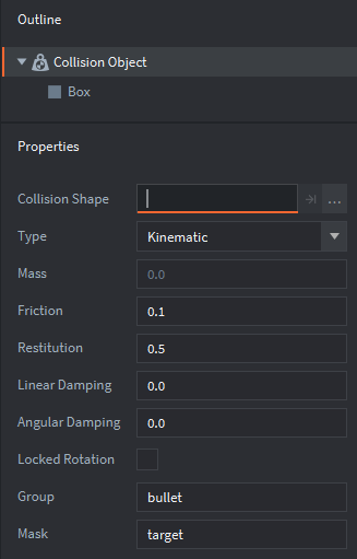 collision object properties