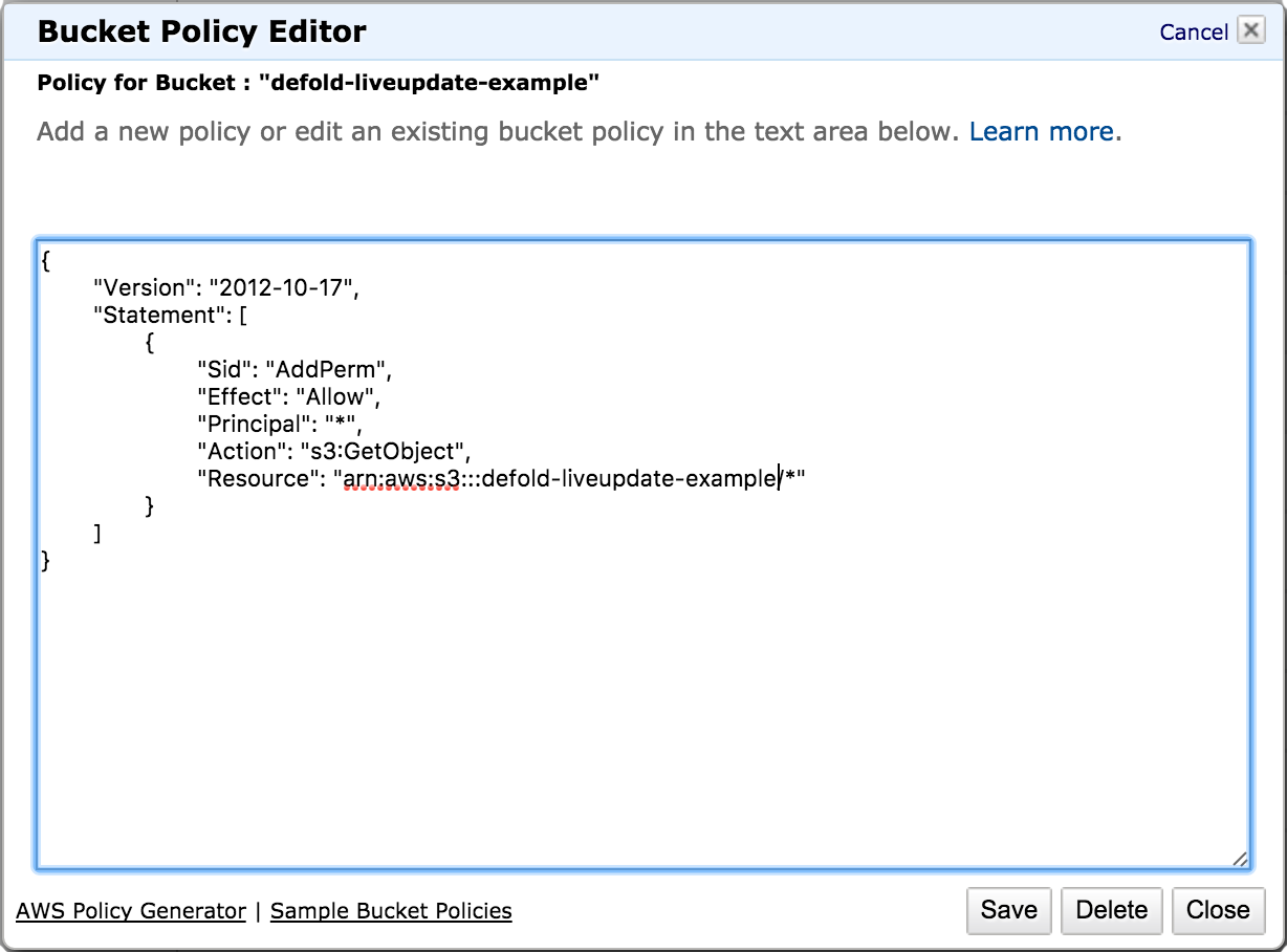 Bucket policy