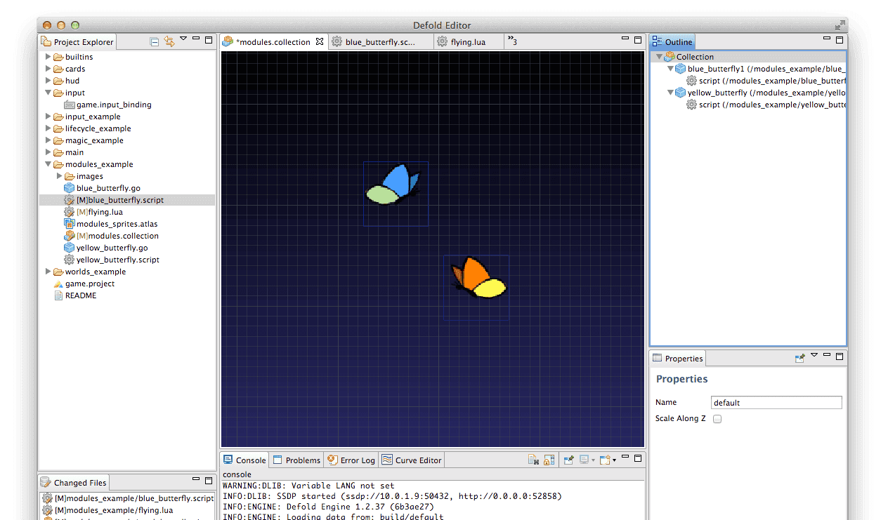 Blue and yellow butterflies