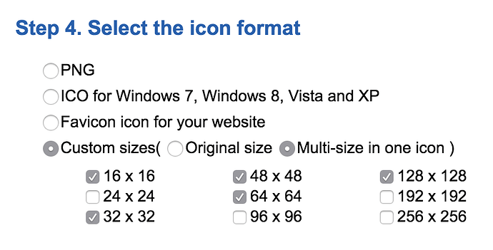 Windows icon sizes