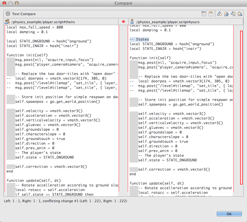 Line endings conflict
