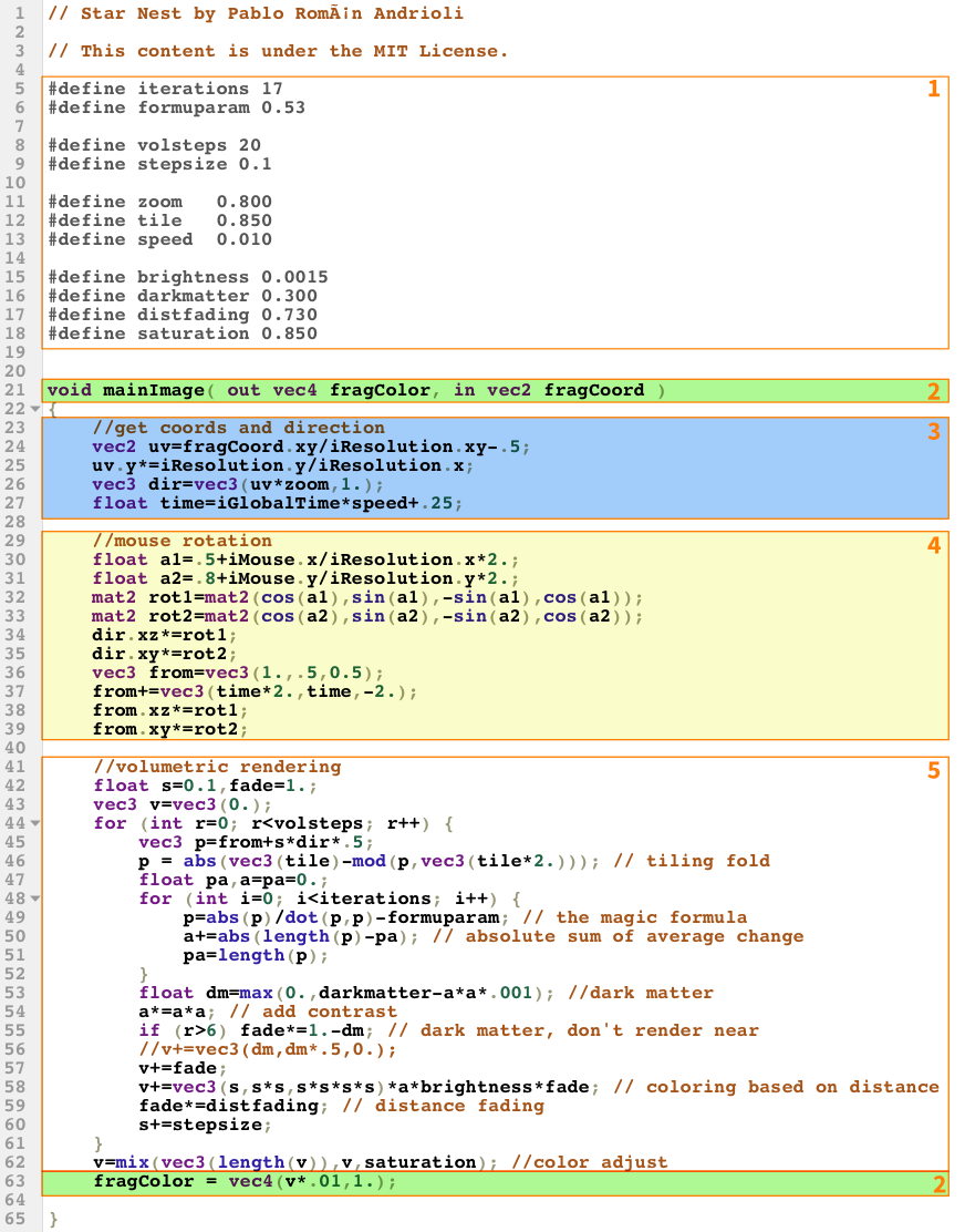 Star Nest着色器代码